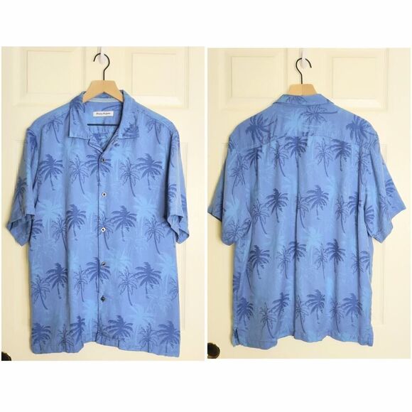Tommy Bahama Palms 100% Silk Short Sleeve Camp Shirt sz L - Picture 2 of 9
